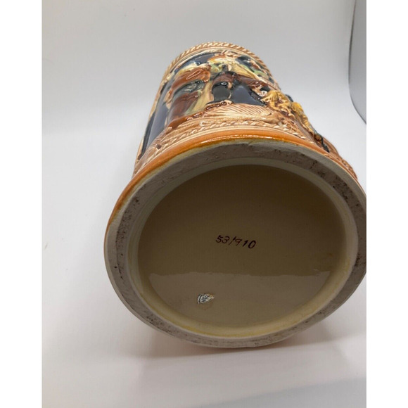 Collectible Intricate Ceramic Bavarian Beer Mug, Woman & Dog Design, 8 Inches - Picture 6 of 6